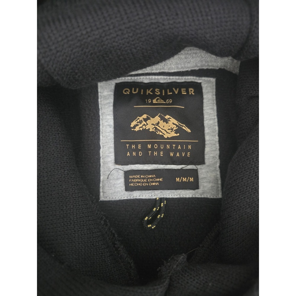 Quiksilver Men's Keller Colorblock Gray Black  Hoodie‎ Sweatshirt Pocket Medium - Picture 4 of 5